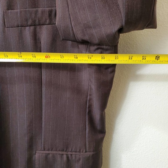 ERMENEGILDO ZEGNA Men's 100% Wool Brown Blue Stripped 3 Button Blazer sz 56 - Picture 9 of 11
